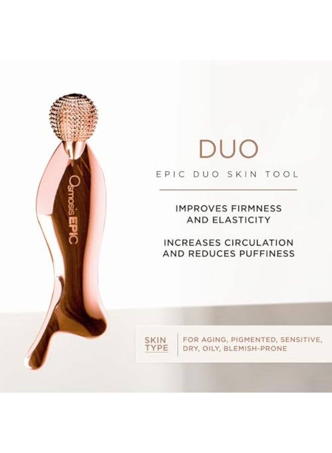 Osmosis 2In1 EPIC Duo Skin Tool Gua Sha Facial Roller MultiTool Increases Circulation Firms Helps Reduce Puffiness For Face Eyes Neck - Image 3