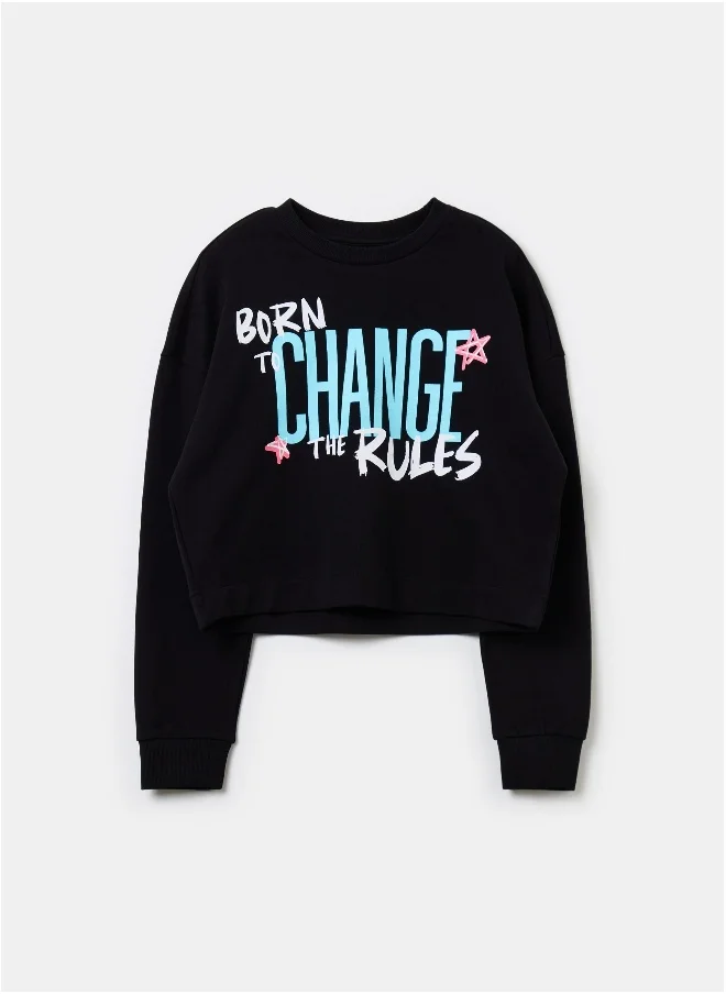 او في اس Crop sweatshirt with print