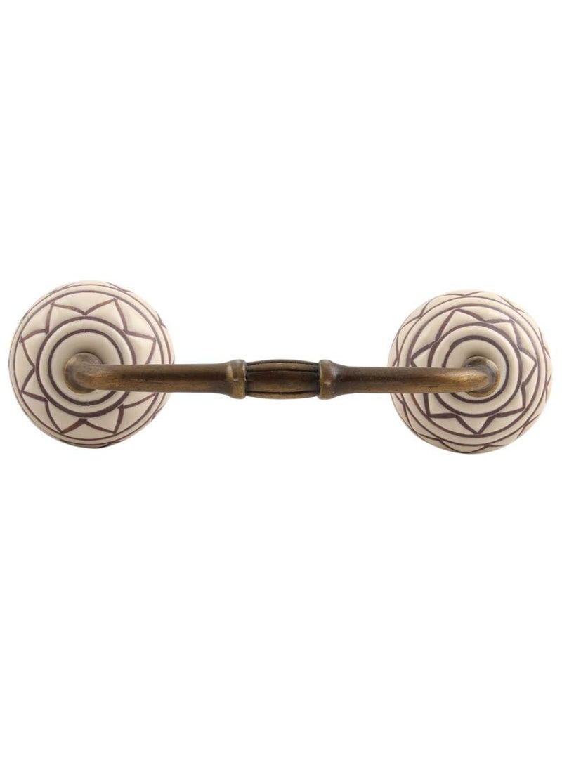 Indian-Shelf IndianShelf 1 Pack Cream Decorative Drawer Pulls Unique Cabinet Handles for Door Dresser Antique Hardware 6 Hole to Hole BH384CK1470 