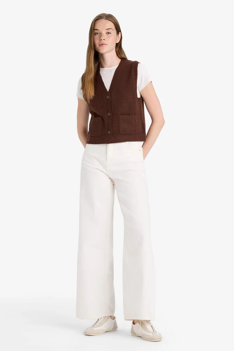 DeFacto Regular Fit V Neck Knit Vest