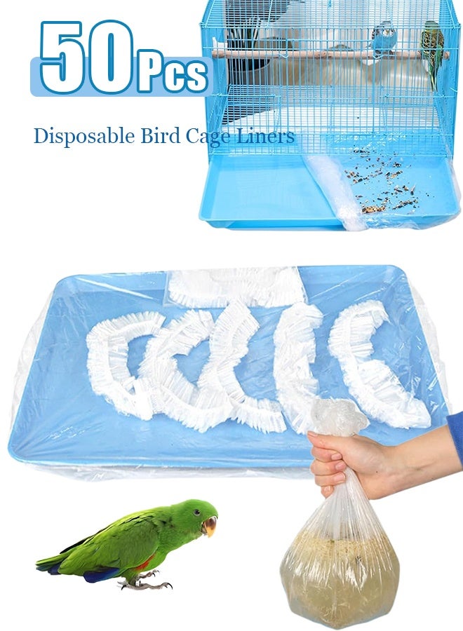 50 Pcs Disposable Bird Cage Liners, Clear Plastic Tray Liners for Parakeet & Parrot Cages, Universal Fit for Finches, Canaries, Cockatiels - Image 1