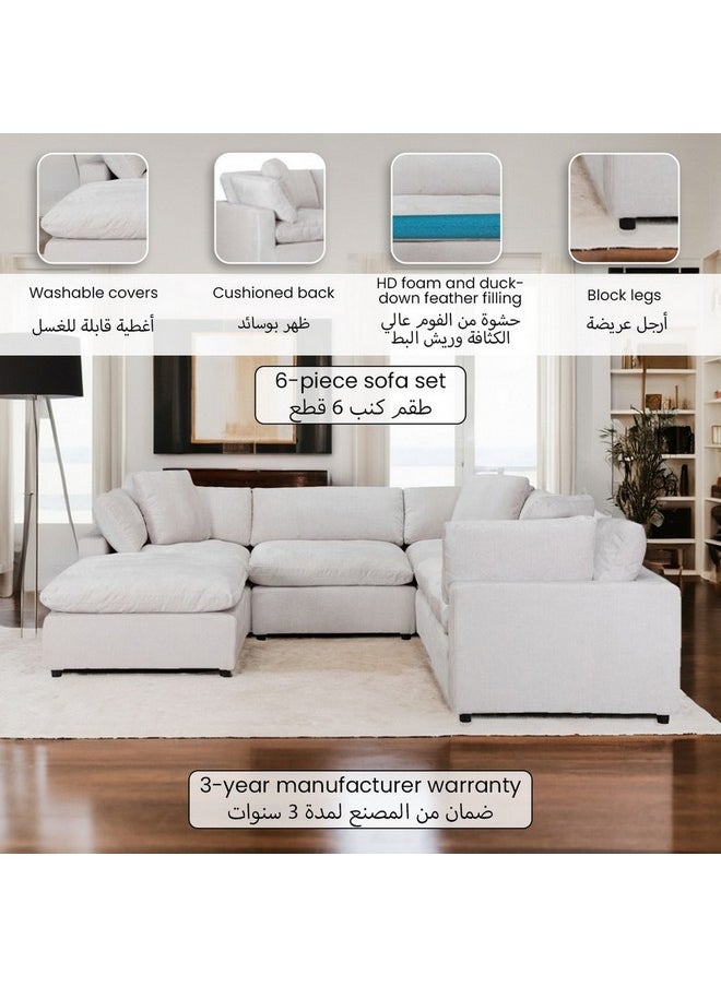 Micasa - High-Quality And Durable Modular 6-Seater Corner Sofa Beige 59.57 X 59.57 X 59.57 Cm 21117 Beige - Image 1