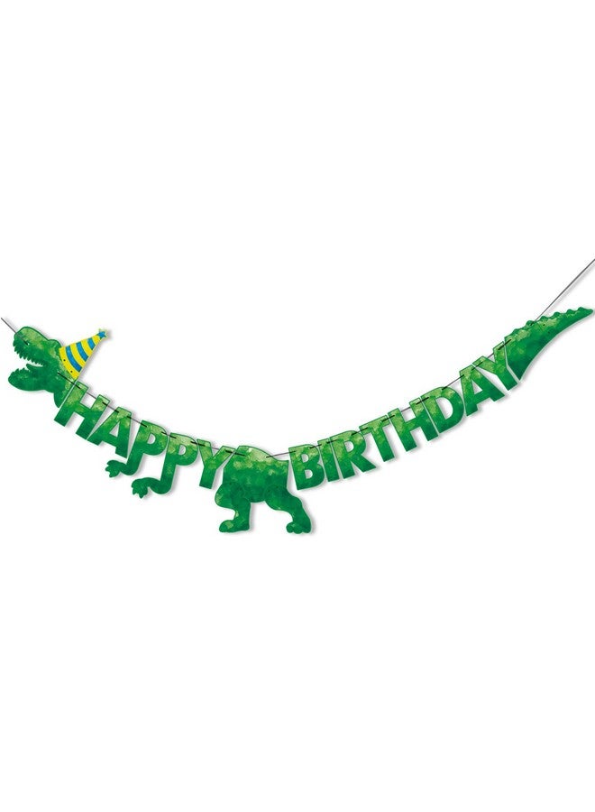 Wernnsai Watercolor Dinosaur Happy Birthday Banner Dinosaur Birthday Party Decorations For Boys Kids Dino Theme Party Supplies T Rex Hanging Wall Decor Pre Strung - Image 1