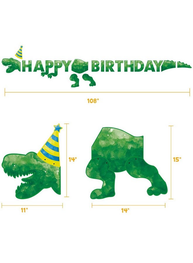 Wernnsai Watercolor Dinosaur Happy Birthday Banner Dinosaur Birthday Party Decorations For Boys Kids Dino Theme Party Supplies T Rex Hanging Wall Decor Pre Strung - Image 5