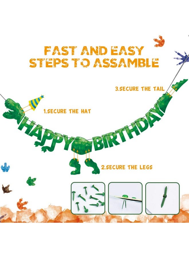 Wernnsai Watercolor Dinosaur Happy Birthday Banner Dinosaur Birthday Party Decorations For Boys Kids Dino Theme Party Supplies T Rex Hanging Wall Decor Pre Strung - Image 2