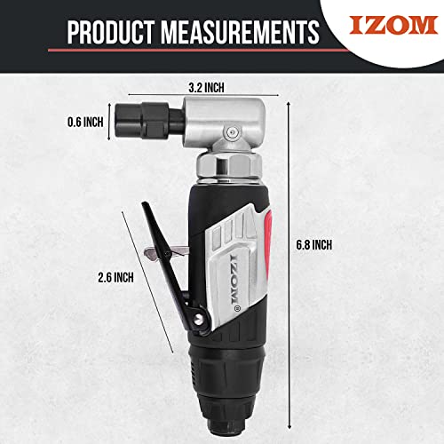 IZOM IZ-7034M 1/4"(6mm) Micro Air Angle Die Grinder Compact Air Powered 25000 RPM Grinding Machine 90 PSI Engraving Polish Pneumatic Rotary Tool - Image 4