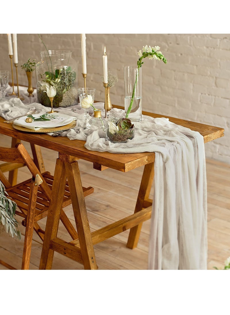 Generic Cheesecloth Table Runner 35 x 118 Inch Gauze Tablecloth Boho Wedding Decor 10 Ft Rustic Wedding Decorations Vintage Table Centerpieces for Wedding Reception Bridal Shower Birthday (1 Pack Champagne)  - Image 3