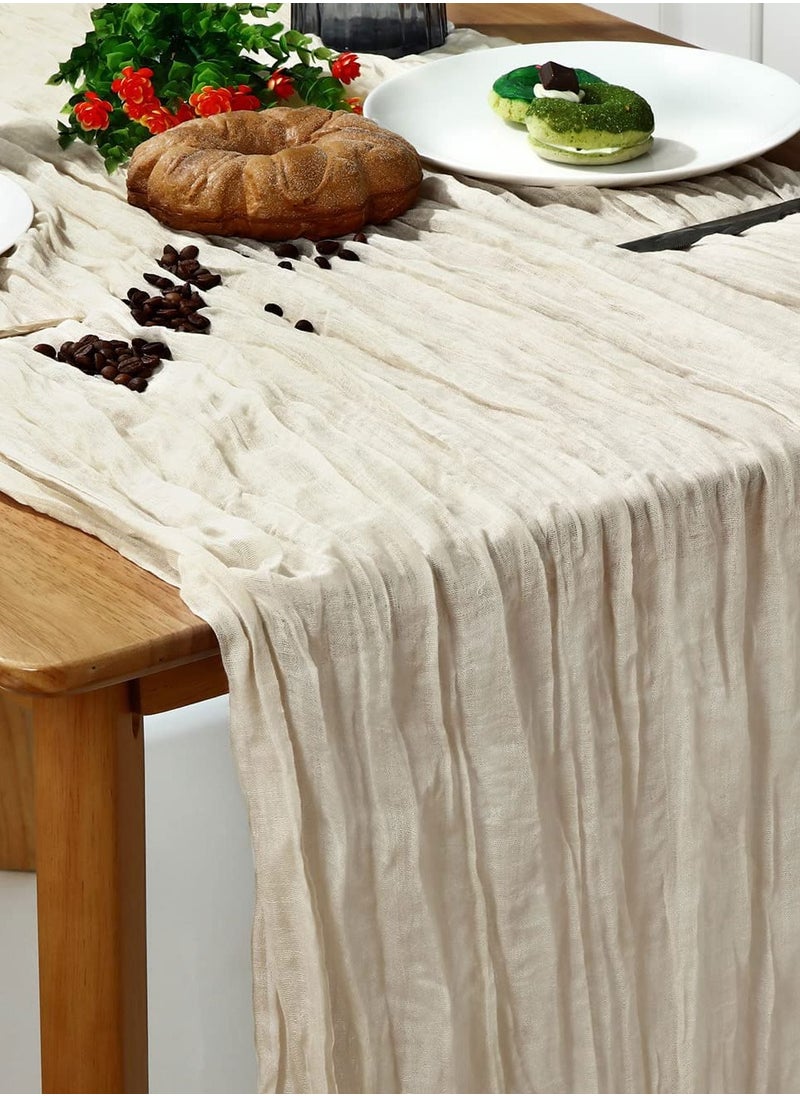 Generic Cheesecloth Table Runner 35 x 118 Inch Gauze Tablecloth Boho Wedding Decor 10 Ft Rustic Wedding Decorations Vintage Table Centerpieces for Wedding Reception Bridal Shower Birthday (1 Pack Champagne)  - Image 1