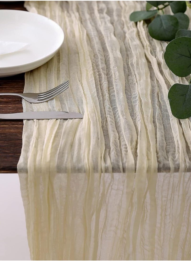Generic Cheesecloth Table Runner 35 x 118 Inch Gauze Tablecloth Boho Wedding Decor 10 Ft Rustic Wedding Decorations Vintage Table Centerpieces for Wedding Reception Bridal Shower Birthday (1 Pack Champagne)  - Image 2