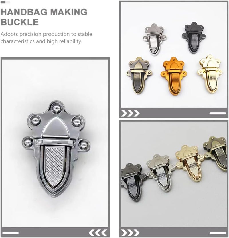 comfrt 4Pcs Purse Thumb Lock Tuck Lock Clasp Catch Wallet Buckle Fasteners Alloy Bag Clasp Hardware for DIY Leathercraft Handbag Bag Making, Silver - Image 3