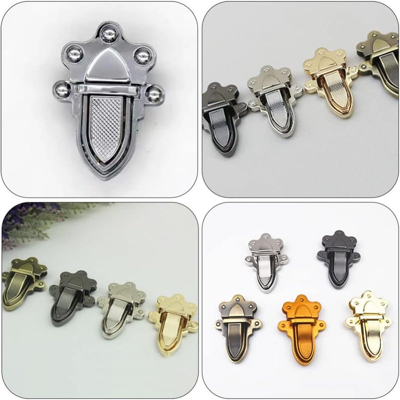 comfrt 4Pcs Purse Thumb Lock Tuck Lock Clasp Catch Wallet Buckle Fasteners Alloy Bag Clasp Hardware for DIY Leathercraft Handbag Bag Making, Silver - Image 2