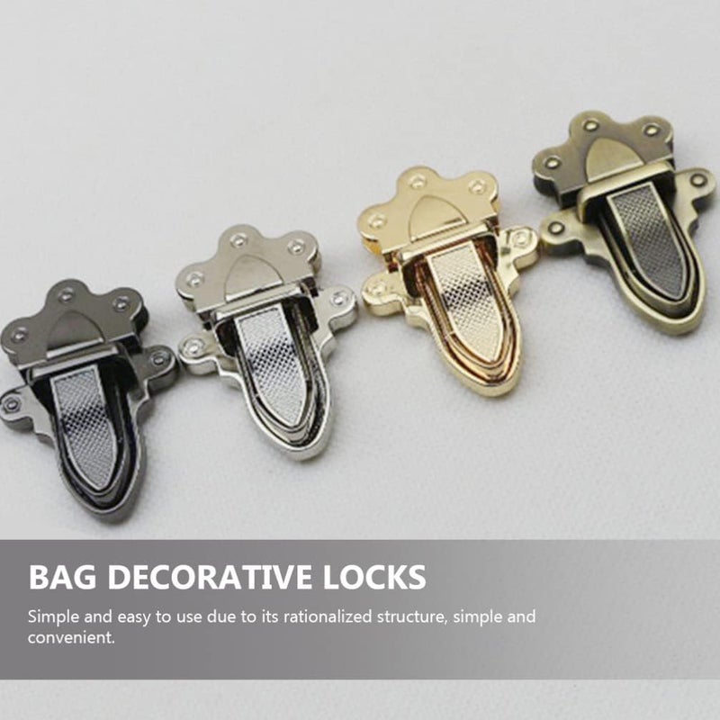 comfrt 4Pcs Purse Thumb Lock Tuck Lock Clasp Catch Wallet Buckle Fasteners Alloy Bag Clasp Hardware for DIY Leathercraft Handbag Bag Making, Silver - Image 5