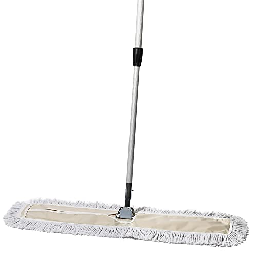 Tidy Tools Commercial Dust Mop  Floor Sweeper 36 inch Dust Mop for Hardwood Floors Cotton Reusable Dust Mop Head Extendable Mop Handle Industrial Dry Mop for Floor Cleaning  Janitorial Supplies