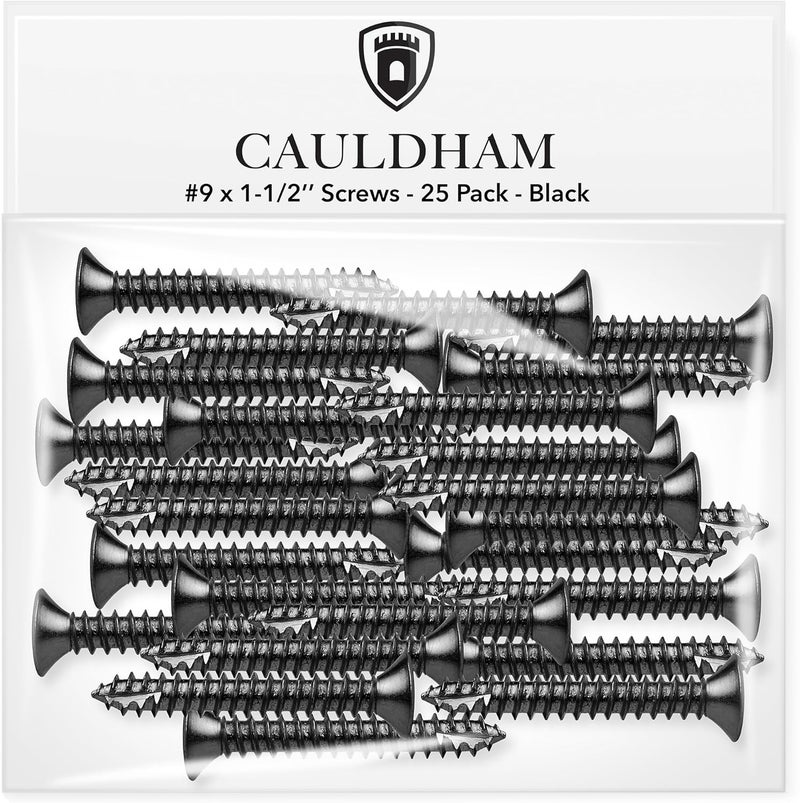 CAULDHAM Store Black Wood Screws #9 x 1-1/2 Inch for Door Hinges - 25 Pack - Image 2