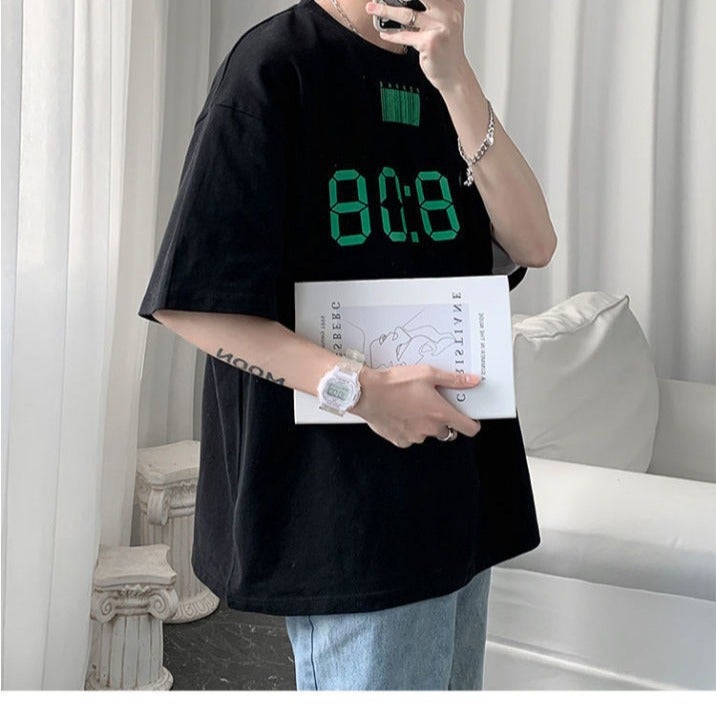 2024 Cotton Men'S And Women'S Short-Sleeved T-Shirt New Niche Simple Printed Casual Versatile Korean Style Handsome Half-Sleeved T-Shirt - Image 5