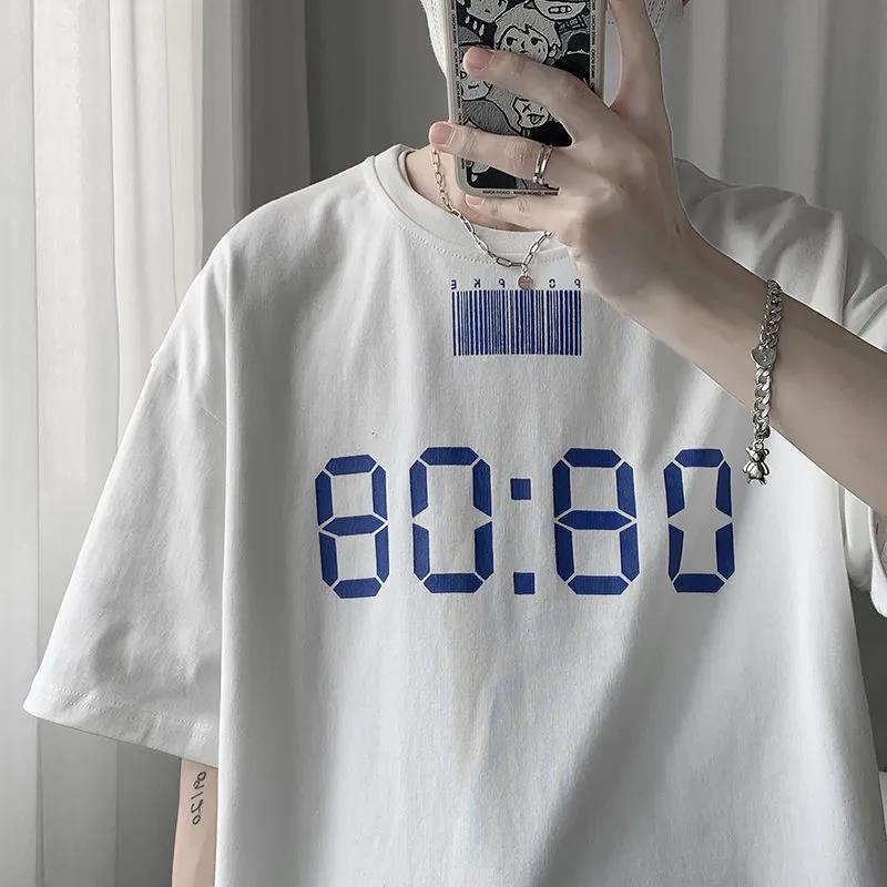 2024 Cotton Men'S And Women'S Short-Sleeved T-Shirt New Niche Simple Printed Casual Versatile Korean Style Handsome Half-Sleeved T-Shirt - Image 3