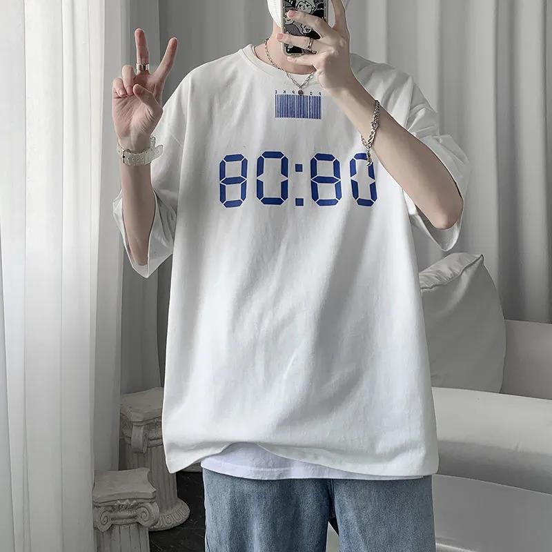 2024 Cotton Men'S And Women'S Short-Sleeved T-Shirt New Niche Simple Printed Casual Versatile Korean Style Handsome Half-Sleeved T-Shirt - Image 2