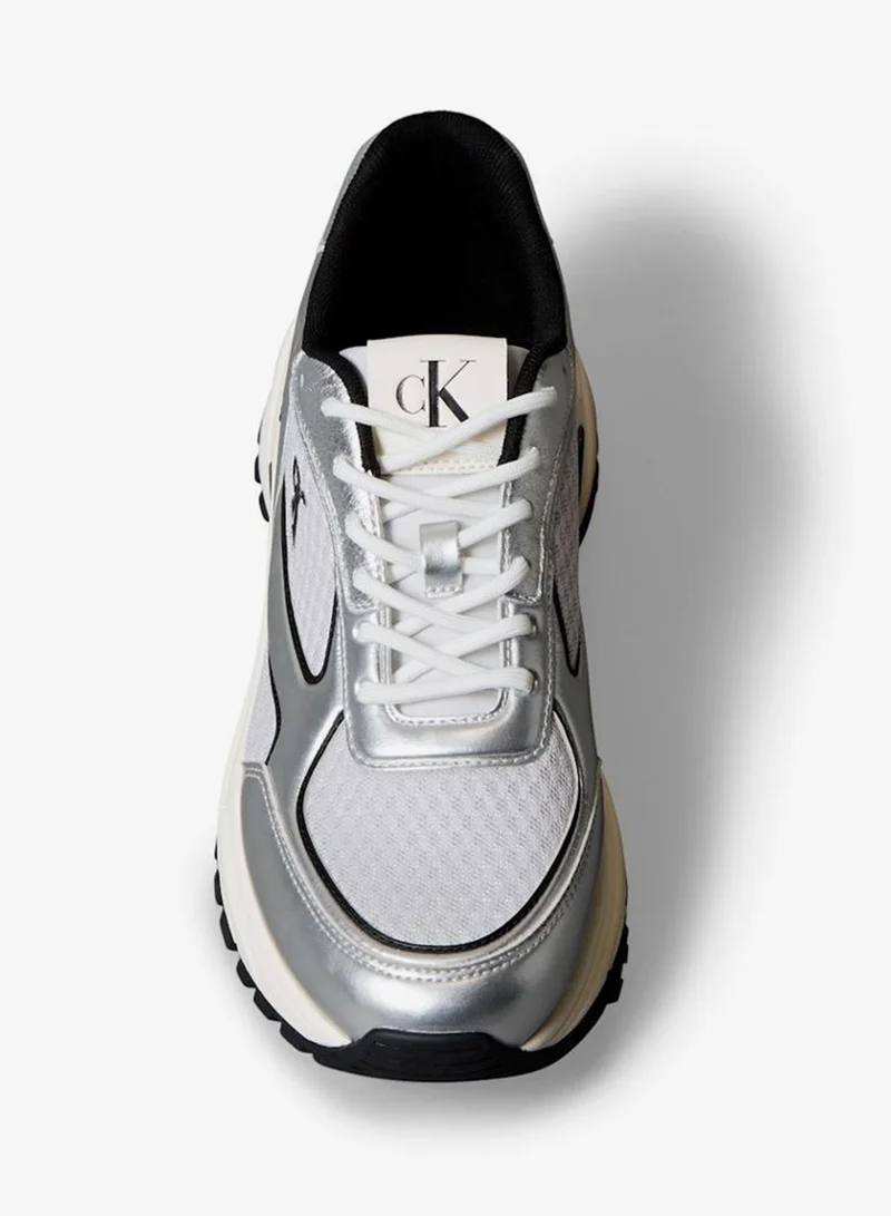 Calvin Klein Jeans Silver/Black/Marshmallow Trailblazer Low Top Sneakers for Men | Best Price UAE
