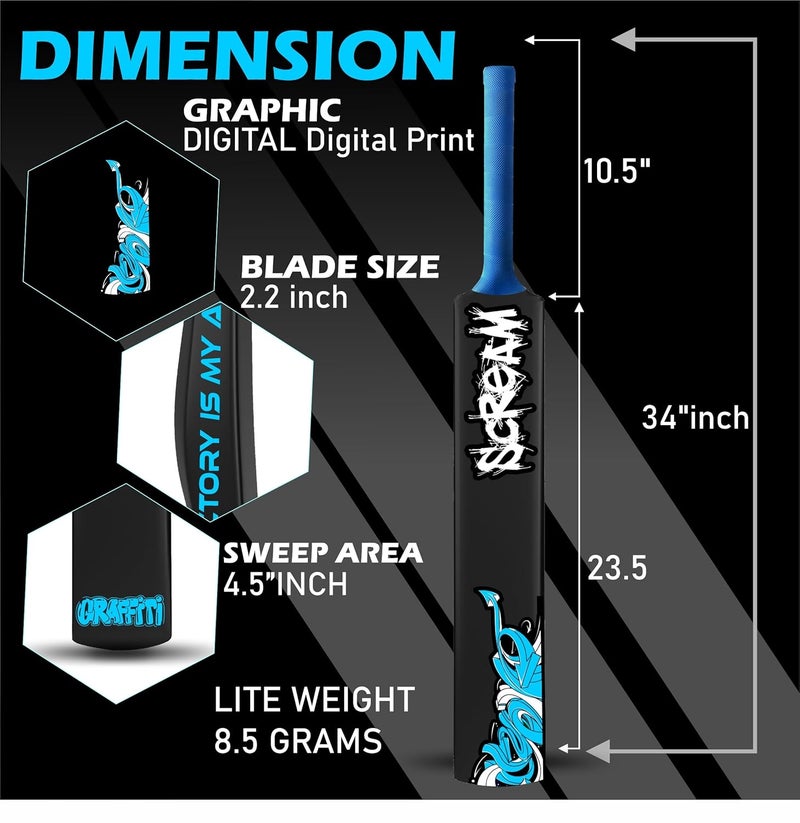 Victory Plastic Cricket Bat - Full Size (34" x 4.5") for All Age Groups - Scream Series - Image 3
