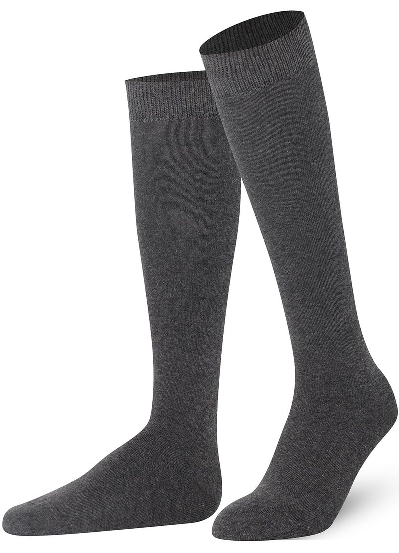 Mysocks جوارب ميسوك عالية الركبة للنساء والرجال من القطن الممشط بدون كعب طويل رمادي، 8-11 - Image 1