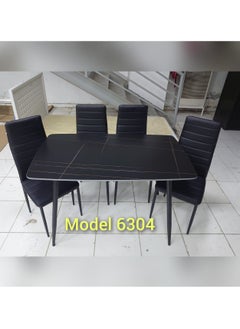 SILA 5-Pieces Dining Table Chairs Set Modern Dinner 1-Desk & 4-Chairs for Dining Room Kitchen Lounge Adjustable Table Comfortable chairs, Coffeeshop Cafeteria Set Chairs Table COLOR BLACK K-6305  - Image 1