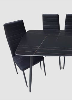 SILA 5-Pieces Dining Table Chairs Set Modern Dinner 1-Desk & 4-Chairs for Dining Room Kitchen Lounge Adjustable Table Comfortable chairs, Coffeeshop Cafeteria Set Chairs Table COLOR BLACK K-6305  - Image 2