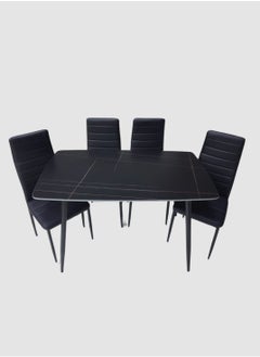 SILA 5-Pieces Dining Table Chairs Set Modern Dinner 1-Desk & 4-Chairs for Dining Room Kitchen Lounge Adjustable Table Comfortable chairs, Coffeeshop Cafeteria Set Chairs Table COLOR BLACK K-6305  - Image 3