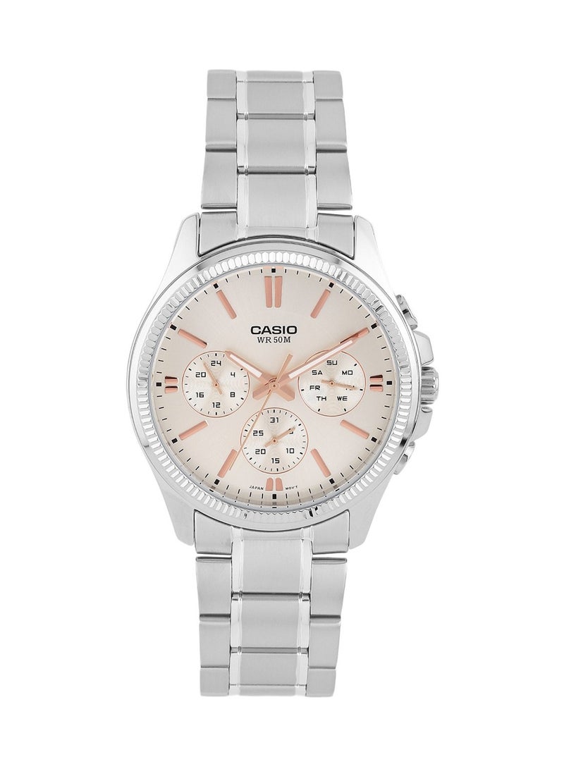 CASIO Men's Enticer Chronograph Stainless Steel Watch MTP-1375D-7A2VDF - 49 mm - Silver - Image 1