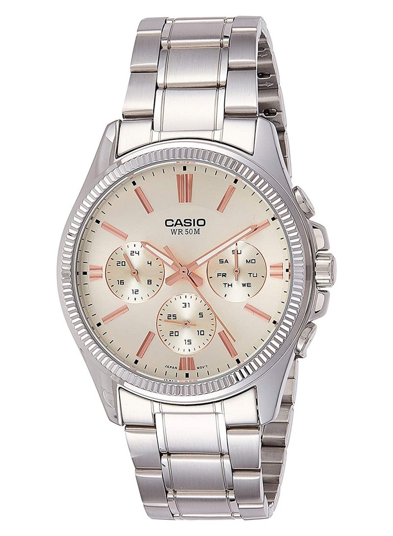 CASIO Men's Enticer Chronograph Stainless Steel Watch MTP-1375D-7A2VDF - 49 mm - Silver - Image 5
