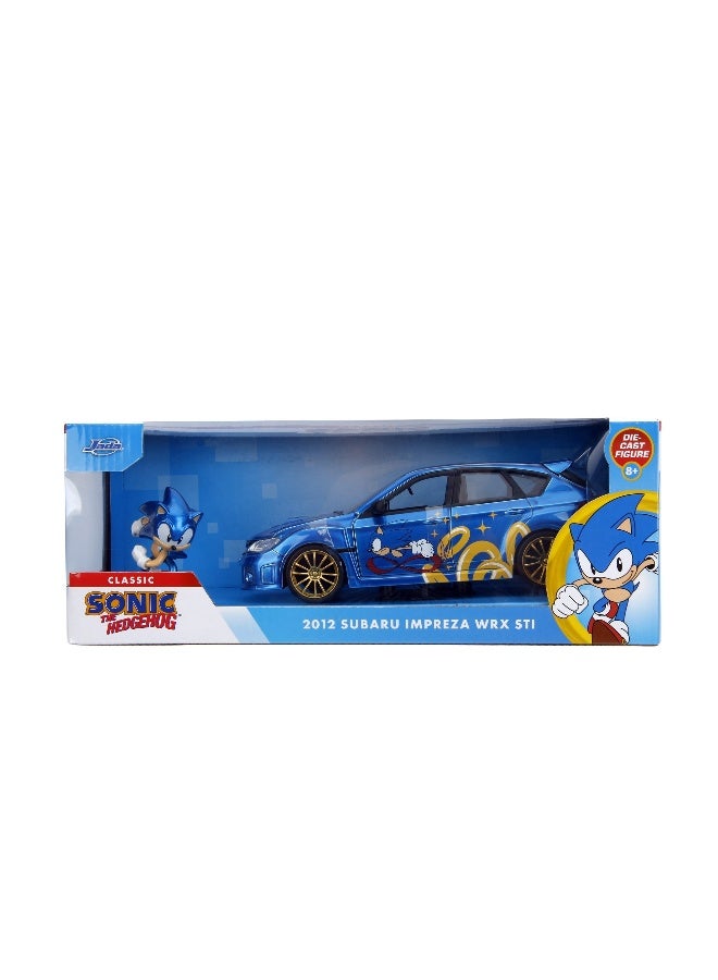 Jada Classic Sonic The Hedgehog 2012 Subaru Impreza WRX STI Die-cast Car (1:24, Blue) with Sonic Figure (5.72 cm) - Image 1