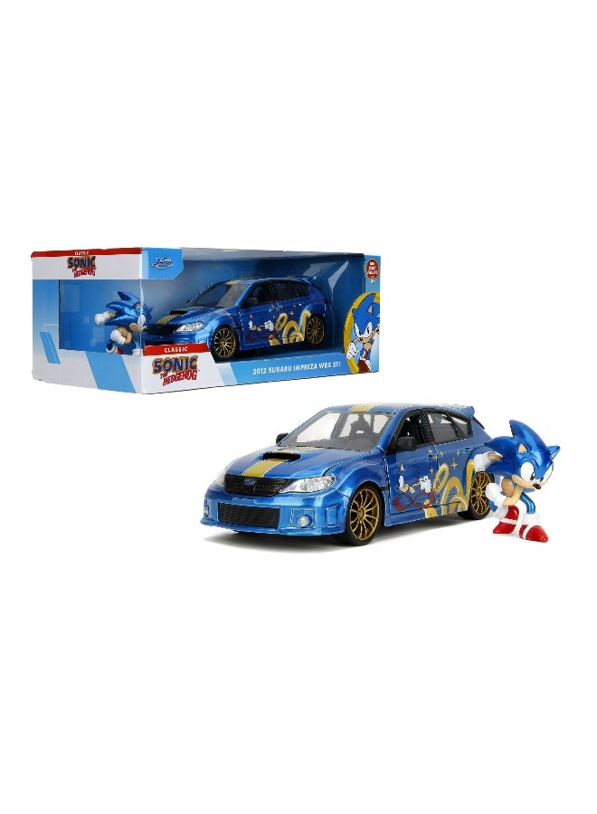Jada Classic Sonic The Hedgehog 2012 Subaru Impreza WRX STI Die-cast Car (1:24, Blue) with Sonic Figure (5.72 cm) - Image 2