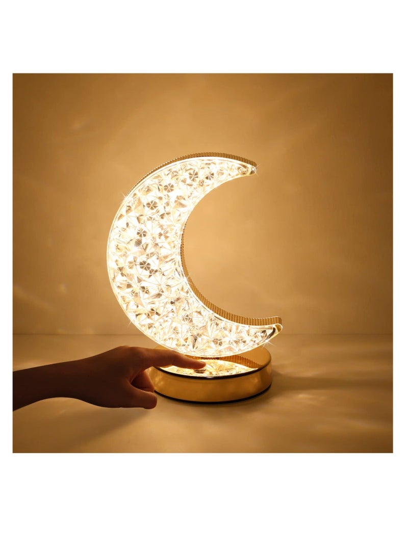 Captaintech Moon Lamp, Cordless Rechargeable Stepless Dimmable Touch Nightstand Light, 3 Color Dimmable, Cordless Rechargeable Table Lamp, for Girls Room, Bedroom and Ramadan Decorations - Image 2