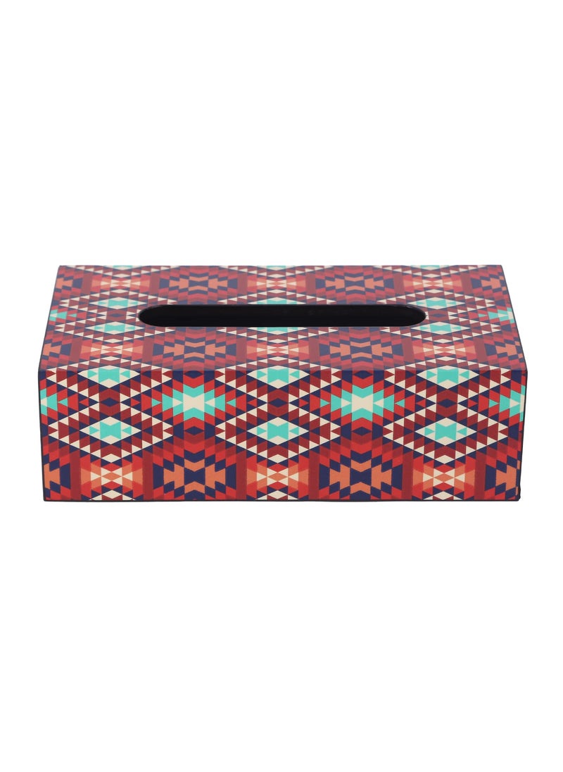 RF REINVENTION FACTORY Reinvention Factory Printed Wooden Tissue Box Holder9 x 5 inchRectangular Napkin HolderFacial Tissue Holder for Home Office Car Bathroom Kitchen with Ikkat Design  - Image 2