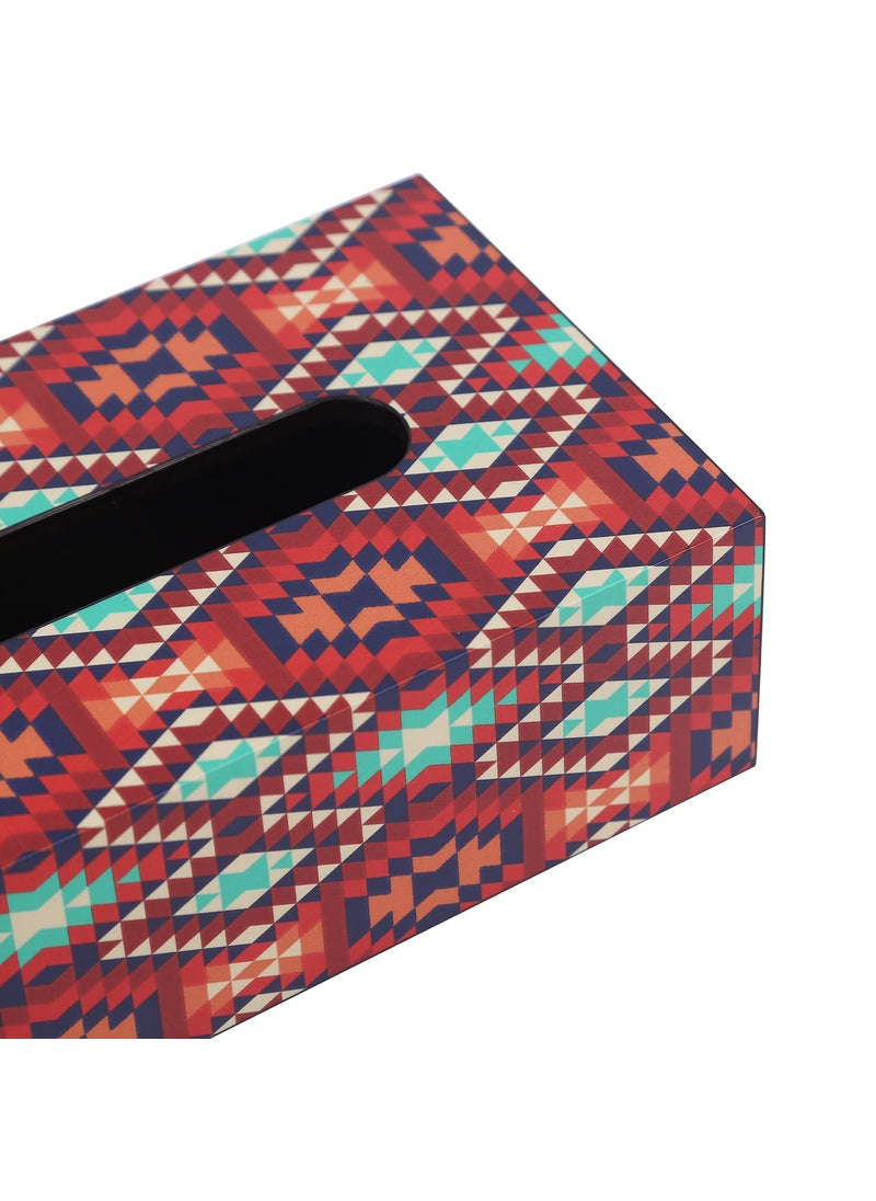 RF REINVENTION FACTORY Reinvention Factory Printed Wooden Tissue Box Holder9 x 5 inchRectangular Napkin HolderFacial Tissue Holder for Home Office Car Bathroom Kitchen with Ikkat Design  - Image 4