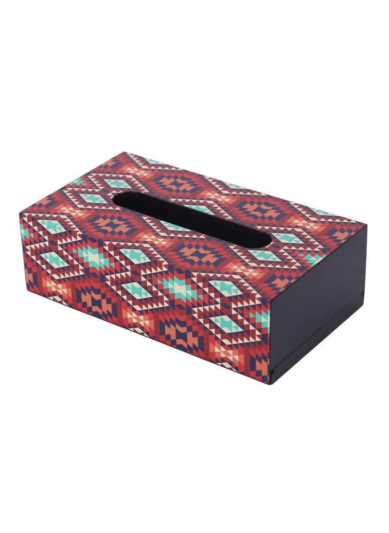 RF REINVENTION FACTORY Reinvention Factory Printed Wooden Tissue Box Holder9 x 5 inchRectangular Napkin HolderFacial Tissue Holder for Home Office Car Bathroom Kitchen with Ikkat Design  - Image 3