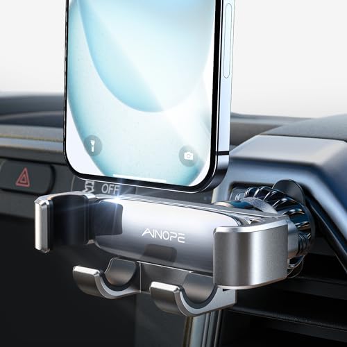 AINOPE Car Vent Phone Mount Holder for iPhone 17 Pro Max Car Mount Dropin Grip Phone Holders for Your Car Air Vent Interior Accessories Gifts for Men for iPhone 17 Pro Max 16 15 14 GalaxyS26Silver - Image 1