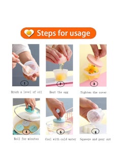 Bukela Egg Poachers Cups, Poached Egg Maker Set Non Stick Boiled Egg Cooker, DIY Jelly Cups (4 Pack) Pink Egg Boiler Mold Cup  - Image 4