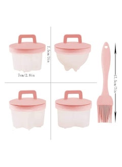 Bukela Egg Poachers Cups, Poached Egg Maker Set Non Stick Boiled Egg Cooker, DIY Jelly Cups (4 Pack) Pink Egg Boiler Mold Cup  - Image 5