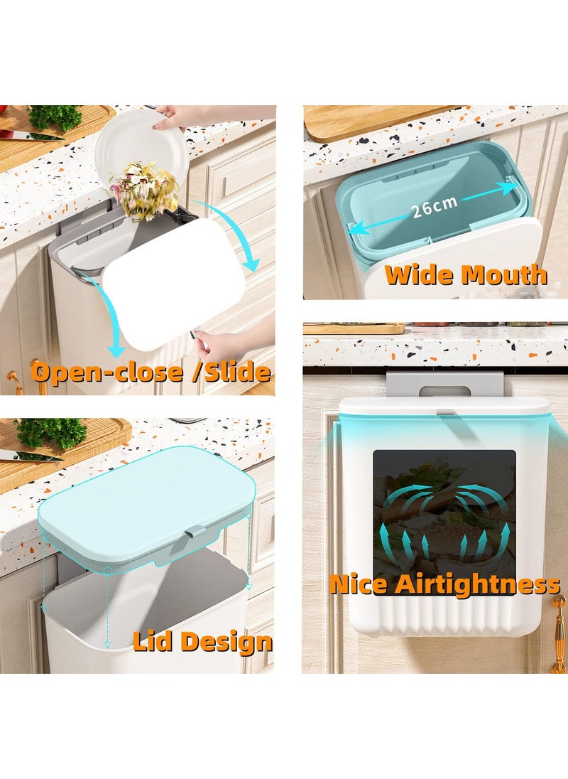 DROZIP DROZIP 24 Gallon9L Kitchen Compost Bin Hanging Trash Can with Lid Trash Can Waste Bins Under Sink Counter Top Plastic Cupboard Bins for Kitchen edroom Bathroom Office Motorhome Grey  - Image 2