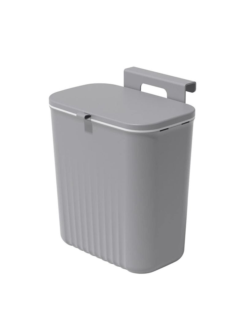 DROZIP DROZIP 24 Gallon9L Kitchen Compost Bin Hanging Trash Can with Lid Trash Can Waste Bins Under Sink Counter Top Plastic Cupboard Bins for Kitchen edroom Bathroom Office Motorhome Grey  - Image 1