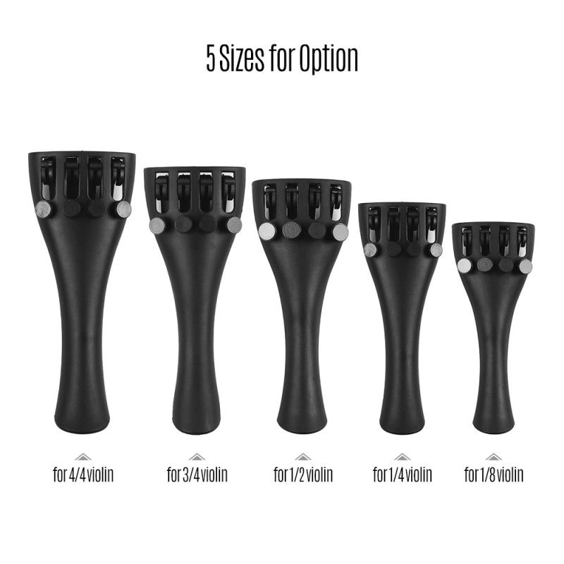 Violin Tailpiece: 4/4 Size, Black Carbon Fiber Sturdy Construction - Smooth-turning Fine Tuners Set, Easy Installation for Professional Violin Repair & Setup - Image 3