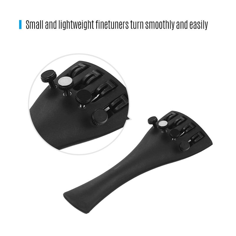 Violin Tailpiece: 4/4 Size, Black Carbon Fiber Sturdy Construction - Smooth-turning Fine Tuners Set, Easy Installation for Professional Violin Repair & Setup - Image 4