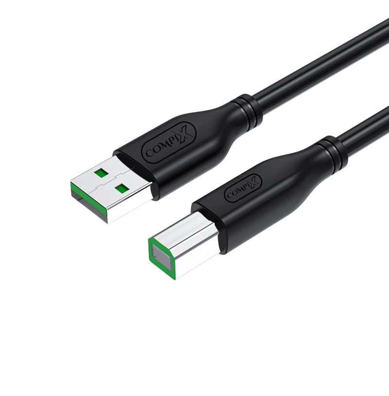 كومبيكس كابل طابعة COMPIX USB 2.0 بطول 5 أمتار (من A إلى B)، عالي السرعة 480 ميجابت في الثانية، مطلي بالفضة ومُضفر ثلاثي الحماية، متوافق مع طابعات HP DeskJet، وأجهزة الكمبيوتر المحمولة، وطابعات Canon، وBrother، وLexmark، وEnvy، والماسحات الضوئية، وأجهزة الفاكس، والبيانو الرقمي، وأجهزة الكمبيوتر الشخصية. - Image 1