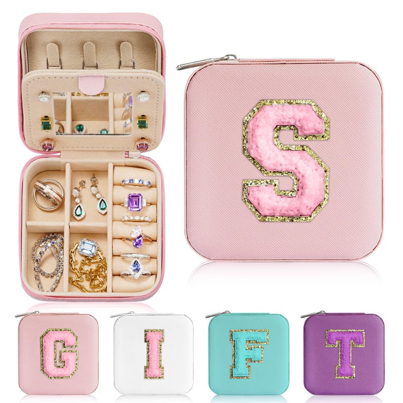 Parima Jewelry Organizer Box Travel Jewelry Case Ring Necklace Earring Organizer Small Pink