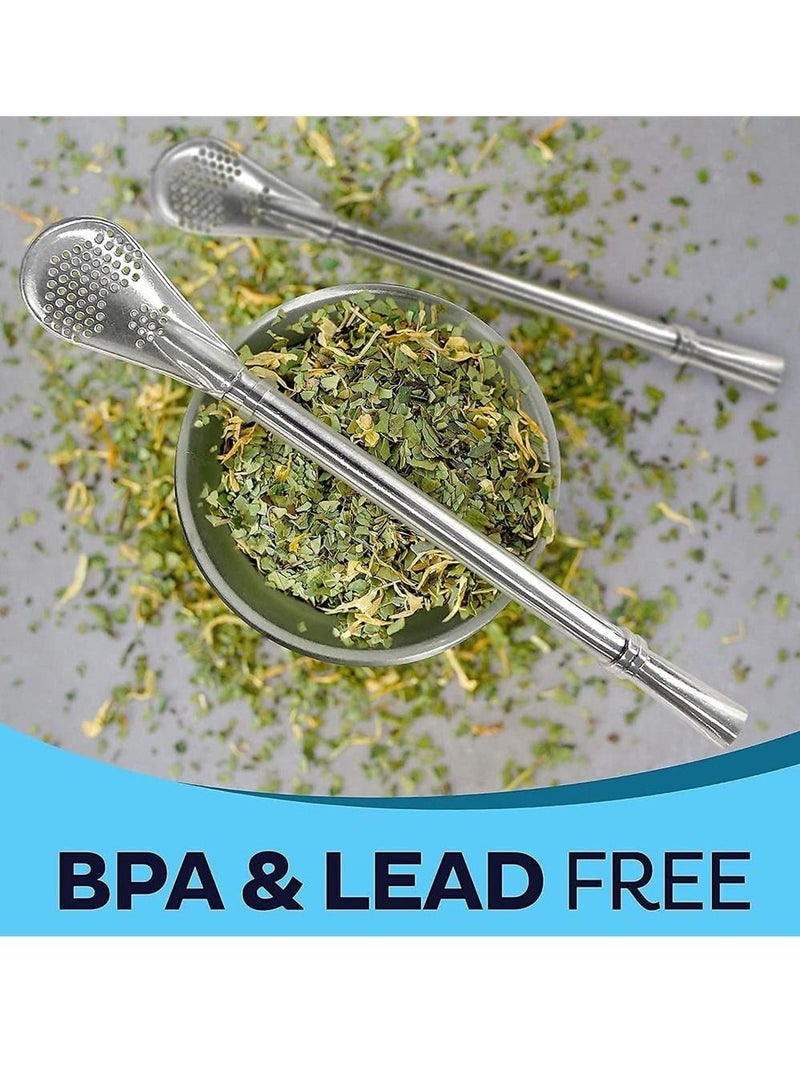 Y&D Yerba Mate Tea Cup And Bombilla Straw Set 12oz double-wall Stainless Coffee Water Natural Gourd Kit For Loose Leaf Drinking Easy to Clean - Image 2