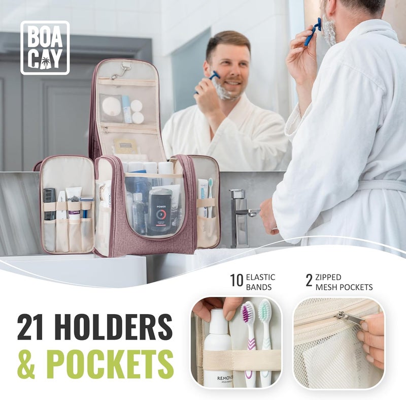 BOACAY Extra Large Toiletry Bag in Coffee With Milk Brown - Image 4