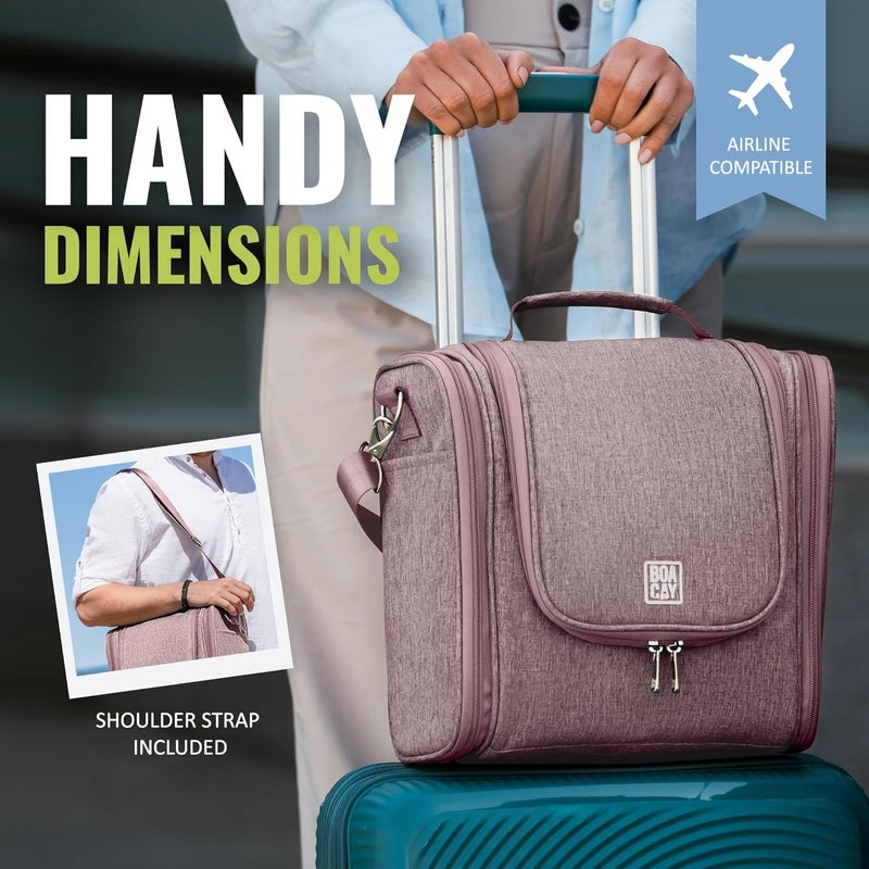 BOACAY Extra Large Toiletry Bag in Coffee With Milk Brown - Image 5