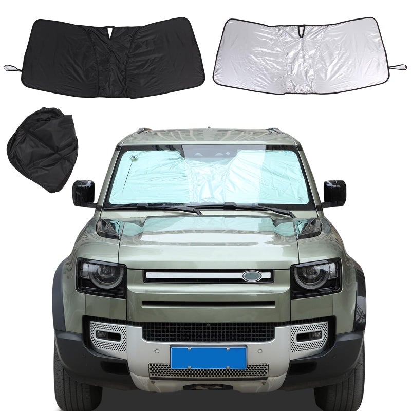 HIRUFAIT Windshield Sunshade for Lnd Rover Defender 2020 2021 2022 2023 Accessories Foldable Front Window Sun Shade UV Rays Sun Visor Protector Keep Your Vehicle Cool Style A