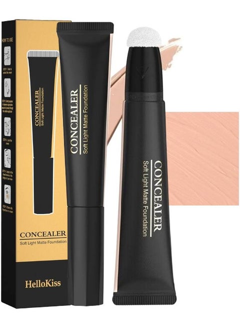 Concealer Soft Light Matte Foundation Liquid Foundation Makeup Base with Cushion Applicator Natural Lightweight Soft Silky Smooth Creamy Concealer Normal to Oily Skin Instant Age Rewind Eraser 04