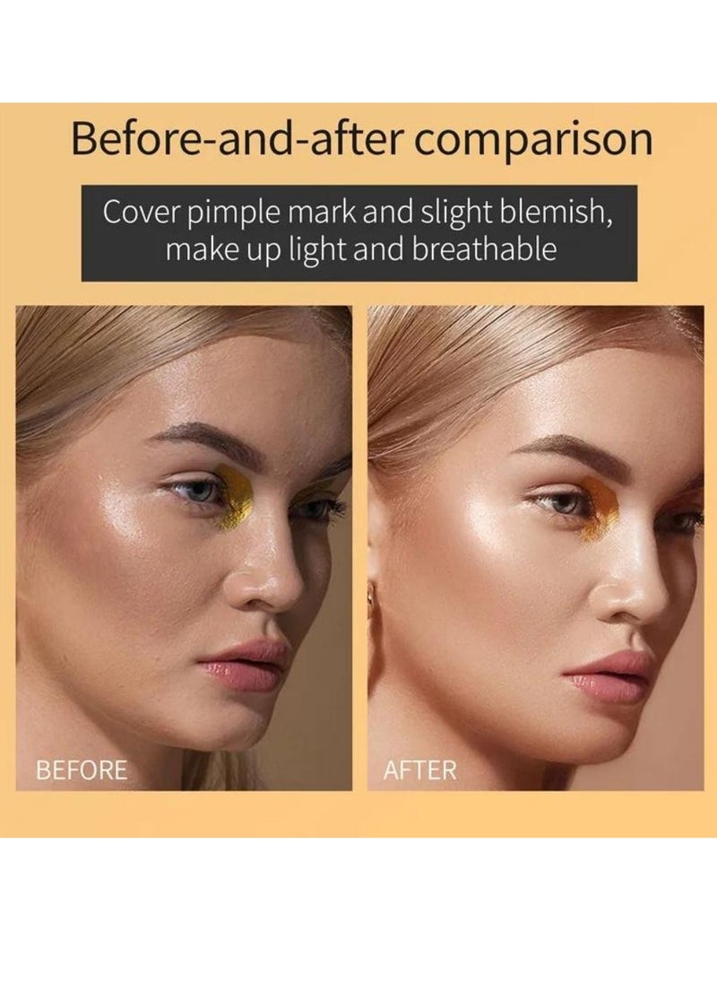 HelloKiss - Concealer Soft Light Matte Foundation Liquid Foundation Makeup Base with Cushion Applicator Natural Lightweight Soft Silky Smooth Creamy Concealer Normal to Oily Skin Instant Age Rewind Eraser 04 - Image 1